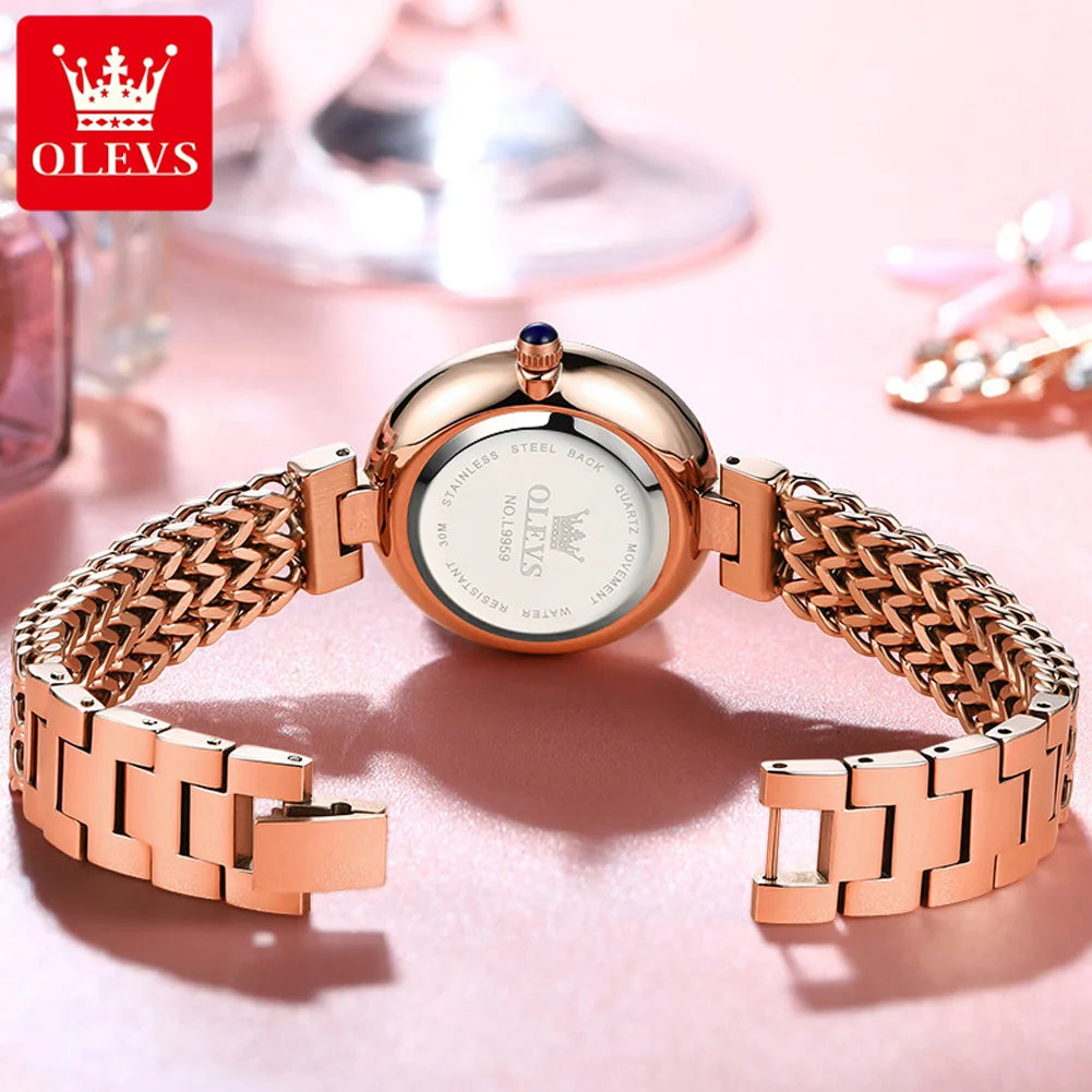 OLEVS New Elegant Women's Watches Diamond Dial Waterproof Quartz Watch Romantic Bracelet Set Fashion Original Brand Female Watch