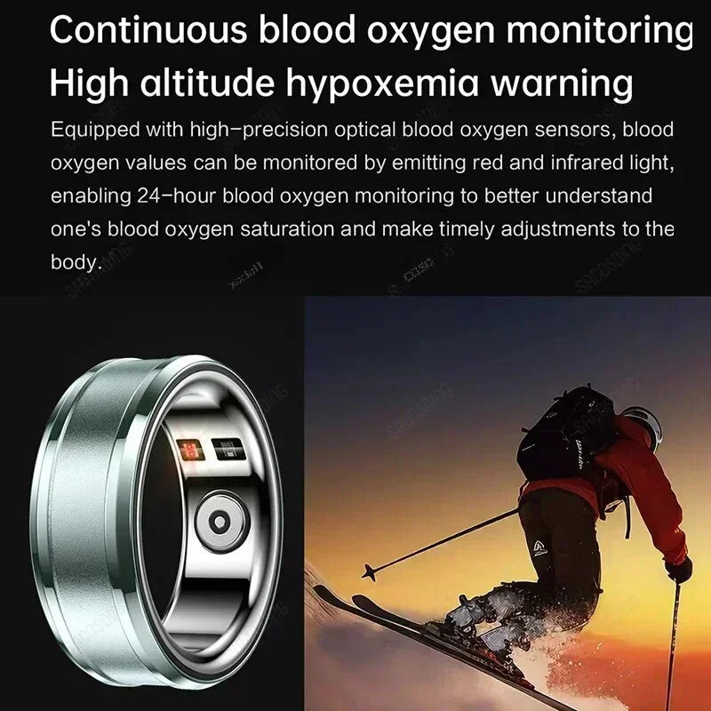 Smart Ring Military Grade Titanium Steel Shell Health Monitoring IP68 Waterproof Sports Ring Fitness Tracker Women Men Gift 2024