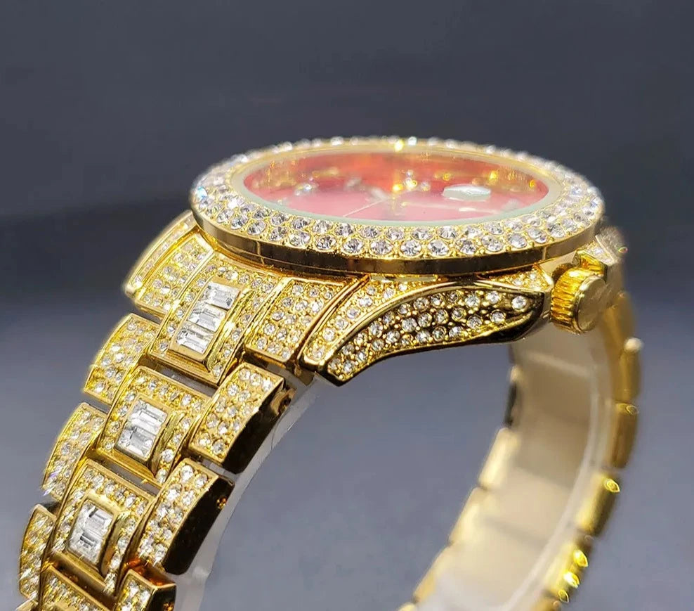 Gold Watch For Women Red Face.