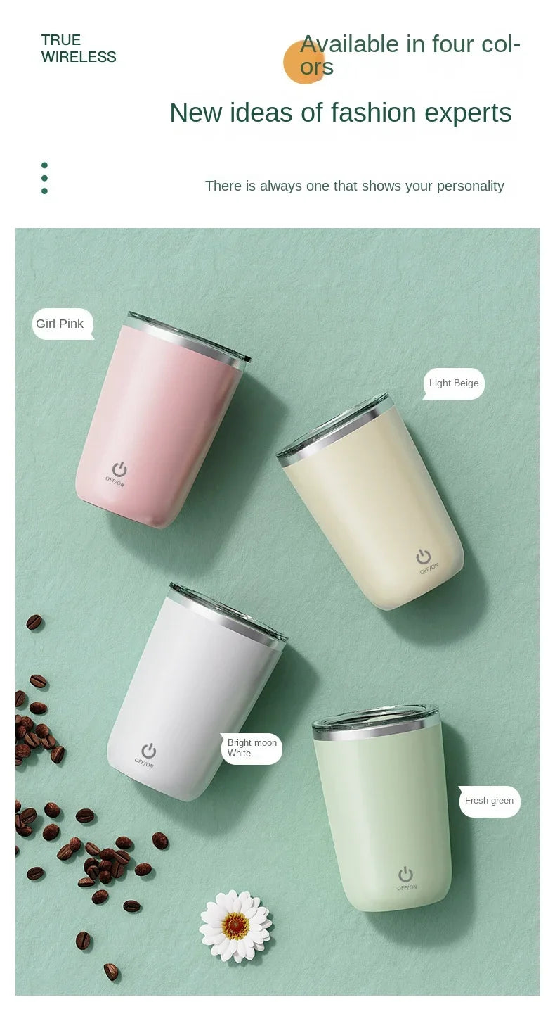 4PC Automatic Self Stirring Magnetic Mug WIth USB Lazy Magnetic Portable Fresh Coffee Cup Stainless Steel Coffee Milk Mixing Cup