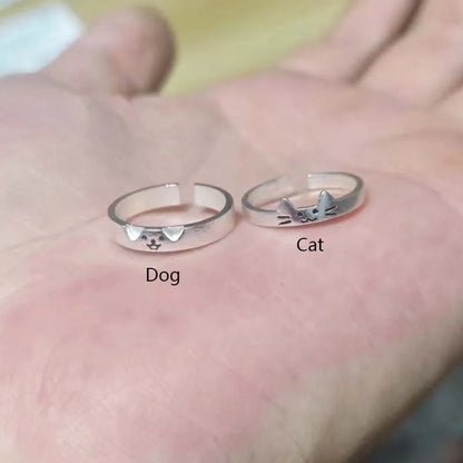 Fashion Adjustable Cat Dog Couple Rings.