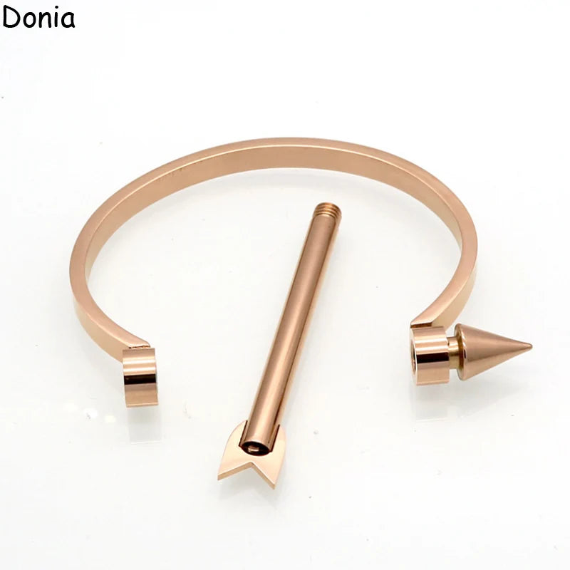 Donia jewelry European and American fashion stainless steel arrow opening titanium steel C-shaped screw bracelet punk bracelet