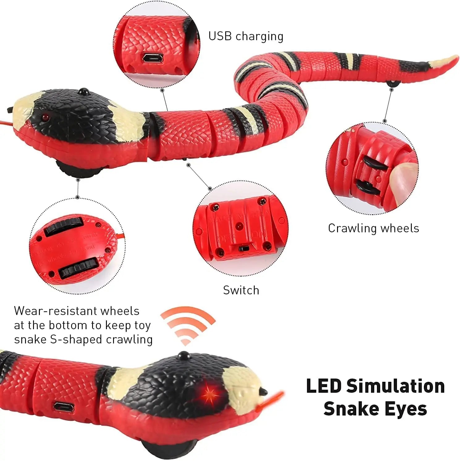 Cat Dog Pet Snake Toys Rechargeable Smart.