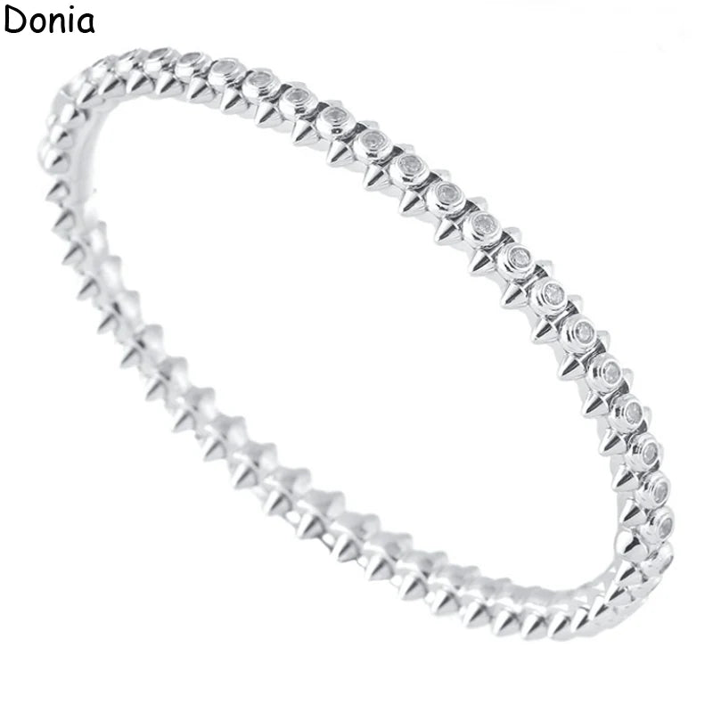 Donia jewelry new European and American fashion rivets titanium steel micro-set AAA zircon luxury retro bracelet