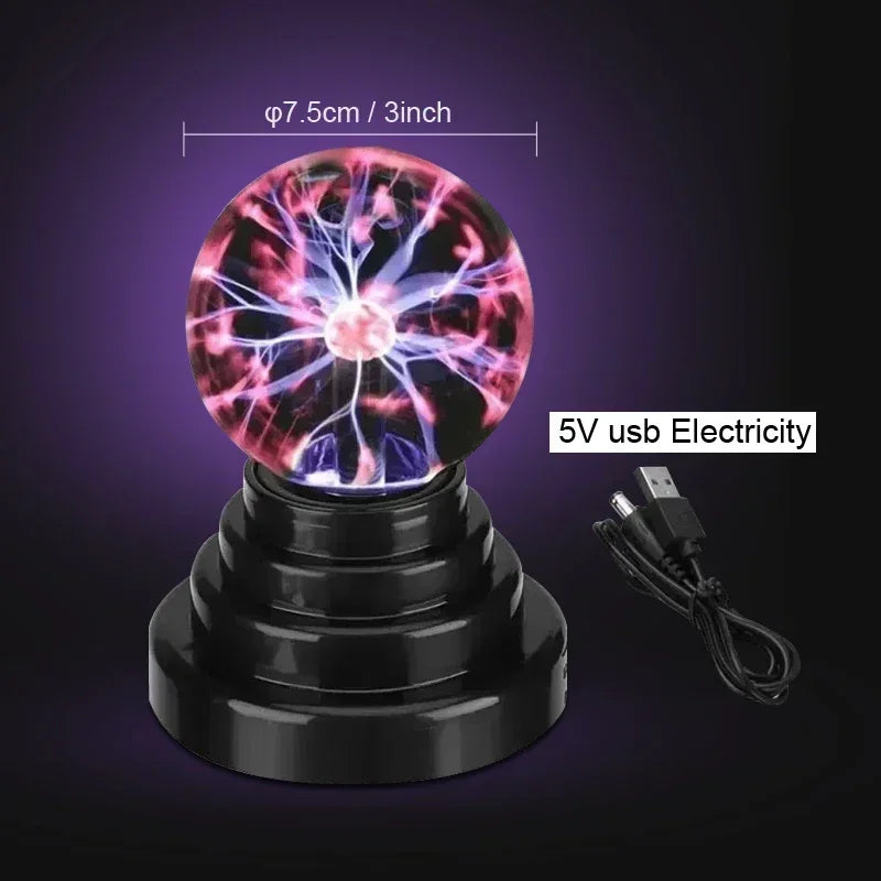 Novelty Magic Crystal Plasma Ball Touch Lamp 3/4/5/6/8Inch LED Night Light Kid Birthday Christmas Gift Decor Electrostatic Flash