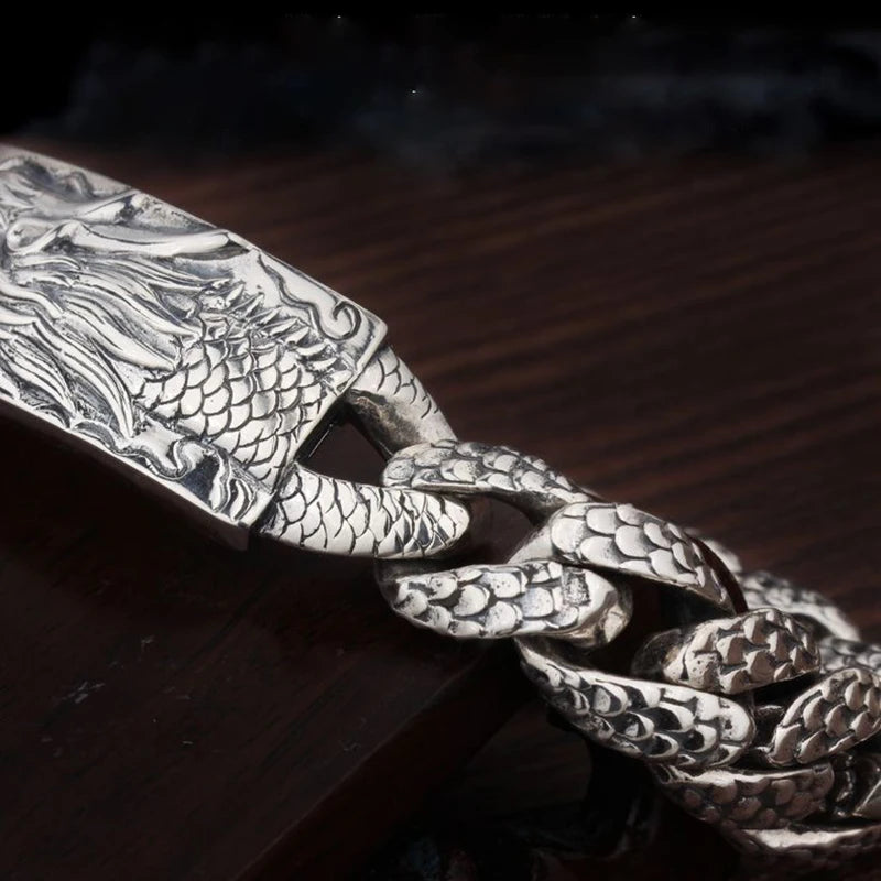 Original Retro Silver Bracelet Male Jewelry Dragon.