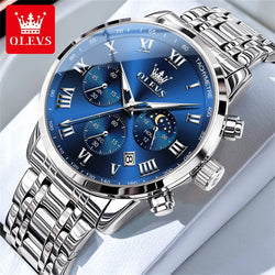 OLEVS 5529 Luxury Quartz Watch For Men Roman Scale Moon.