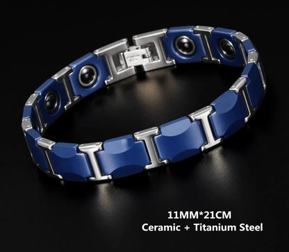 Ceramic Titanium Steel Bracelet Hematite Magnetic Stainless Steel Adjustable Bracelet