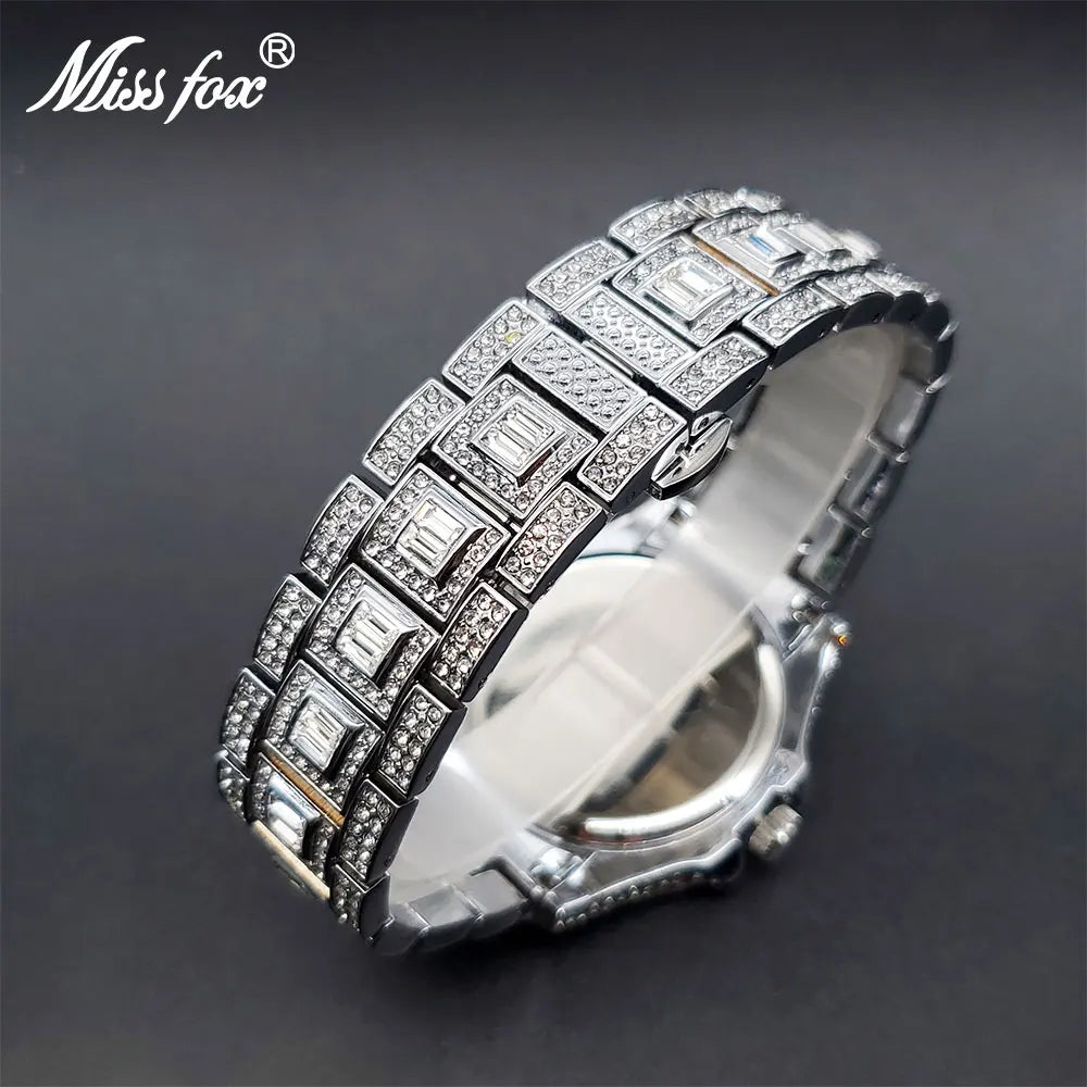 Watch For Men Waterproof Adjust Day Date Hip Hop Stylish Diamond Men&