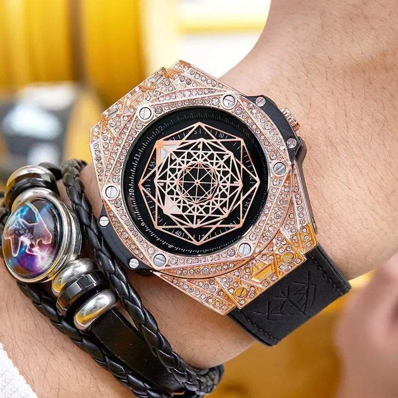 Fashion Mens Watches 2024 Luxury Brand ONOLA Unique Design Full Diamond Round Waterproof Quartz WristWatches Men Original Gifts