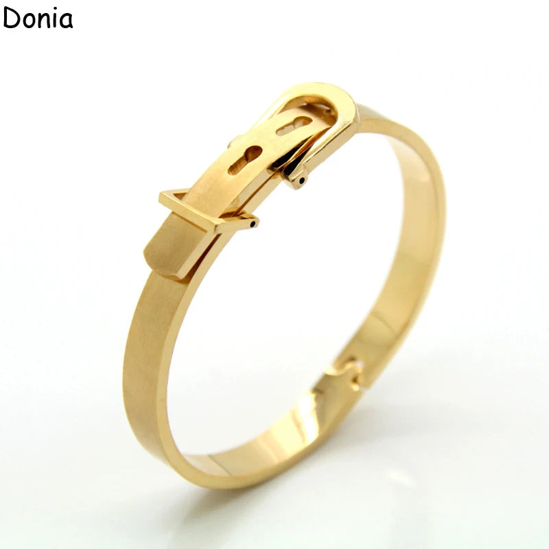 Donia Jewelry European and American Fashion Four-color Belt Buckle Adjustable Titanium Steel Bracelet Lover Bracelet