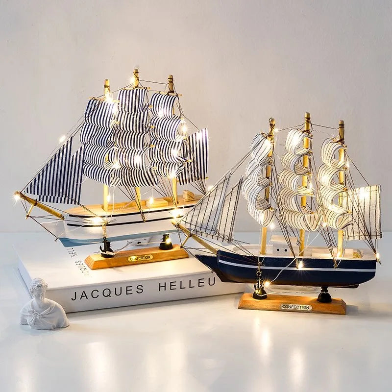 New Wooden Sailboat Model Office Living Room Decoration.