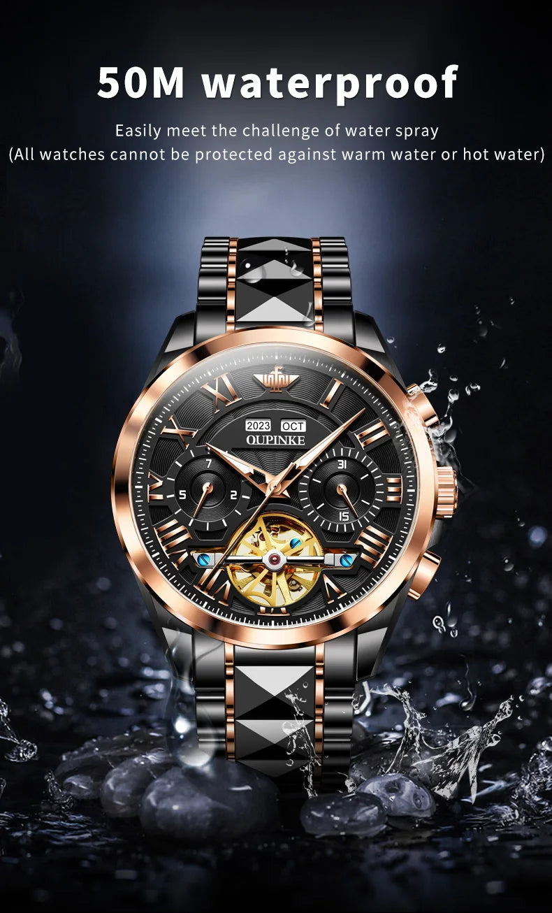 OUPINKE 3236 Top Brand Original Mechanical Watch For Men 50M Waterproof Luxury Men's Watches Automatic Man Dress Wristwatch