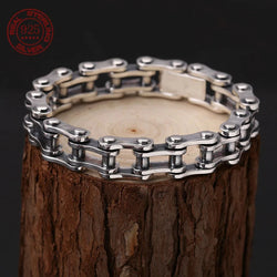 Real Solid S925 Sterling Silver Punk Bracelet Wide.