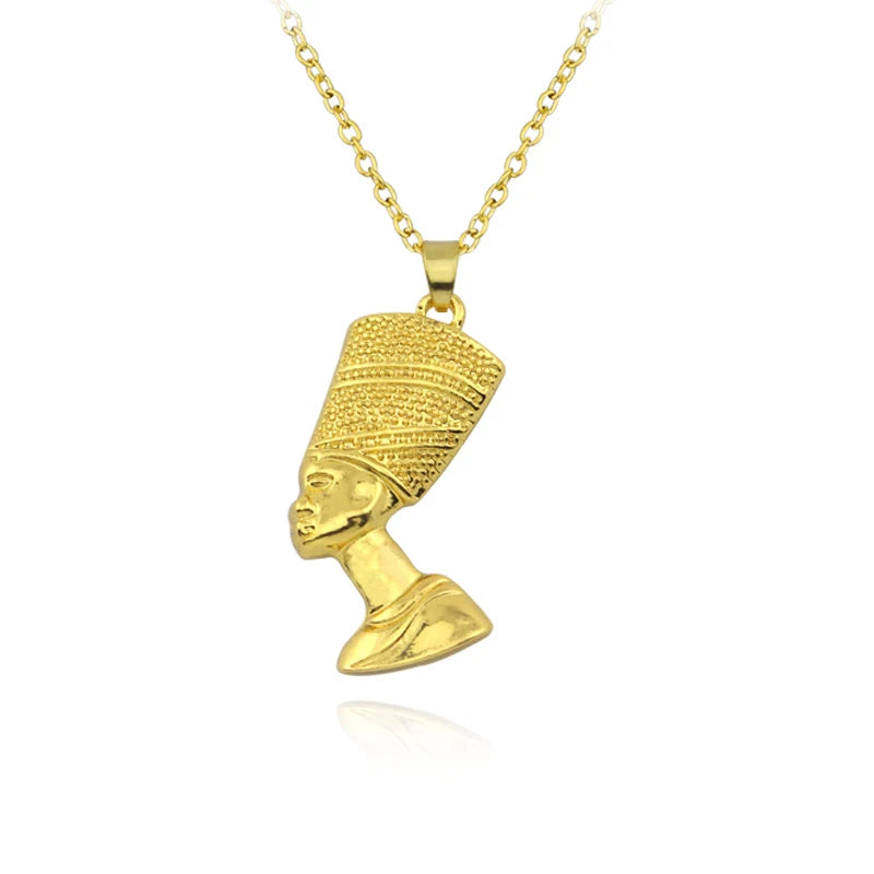 Egyptian Queen Nefertiti Necklace Unisex Gold Color.