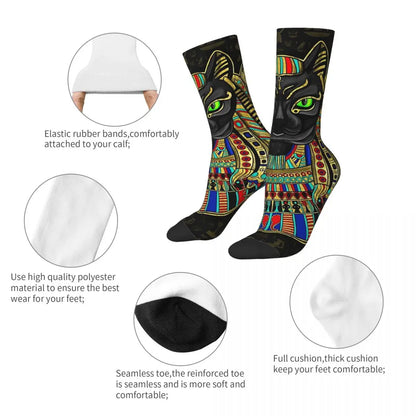 Funny Crazy Sock for Men Bastet Egyptian.