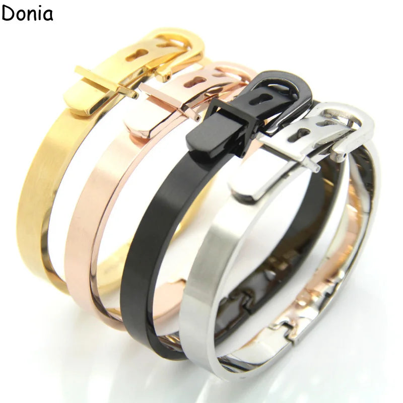 Donia Jewelry European and American Fashion Four-color Belt Buckle Adjustable Titanium Steel Bracelet Lover Bracelet