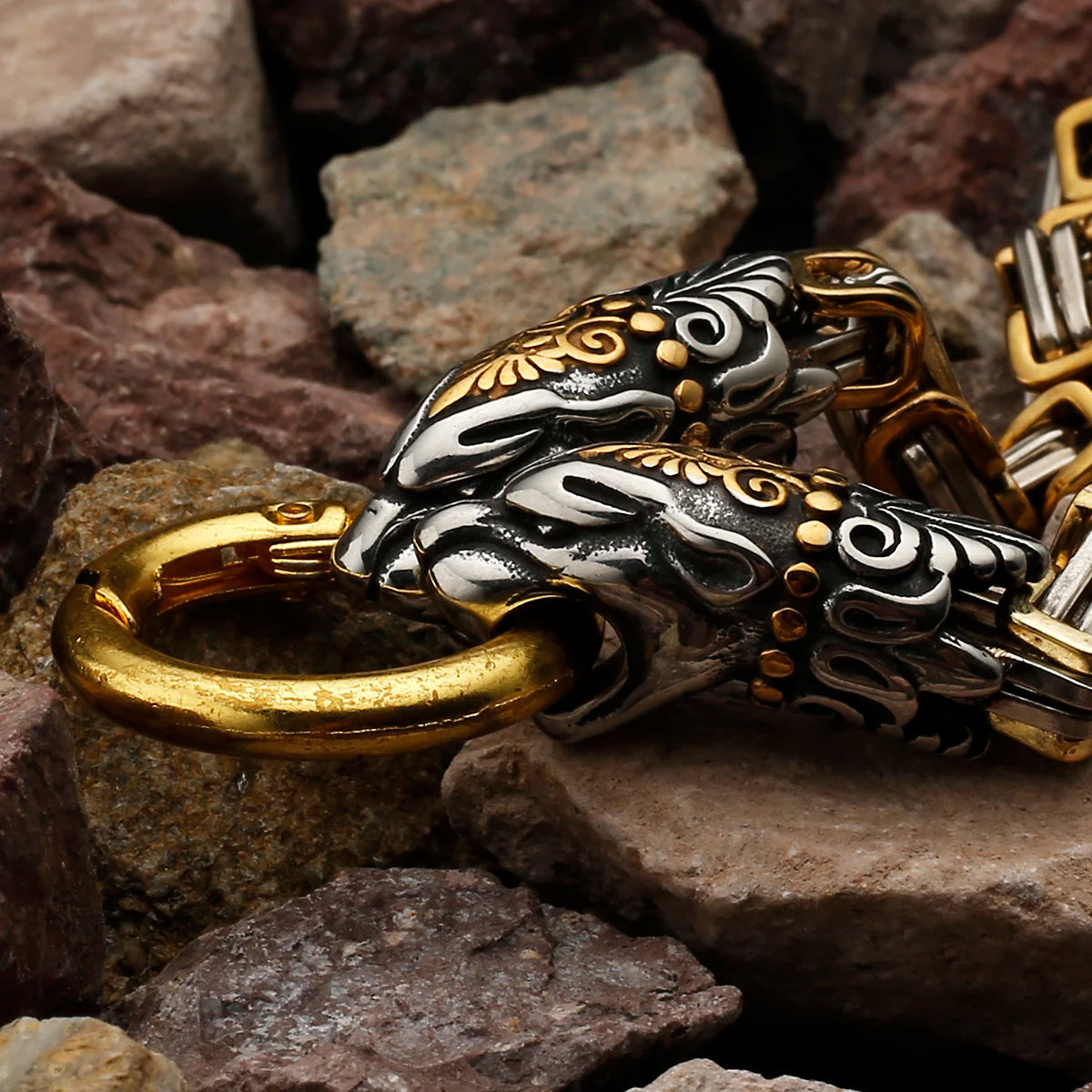 Nordic Viking Celtic Wolf Head Dragon Head Bird Head Ghost Head Men's Stainless Steel Bracelet Non-fading Jewelry Wholesale