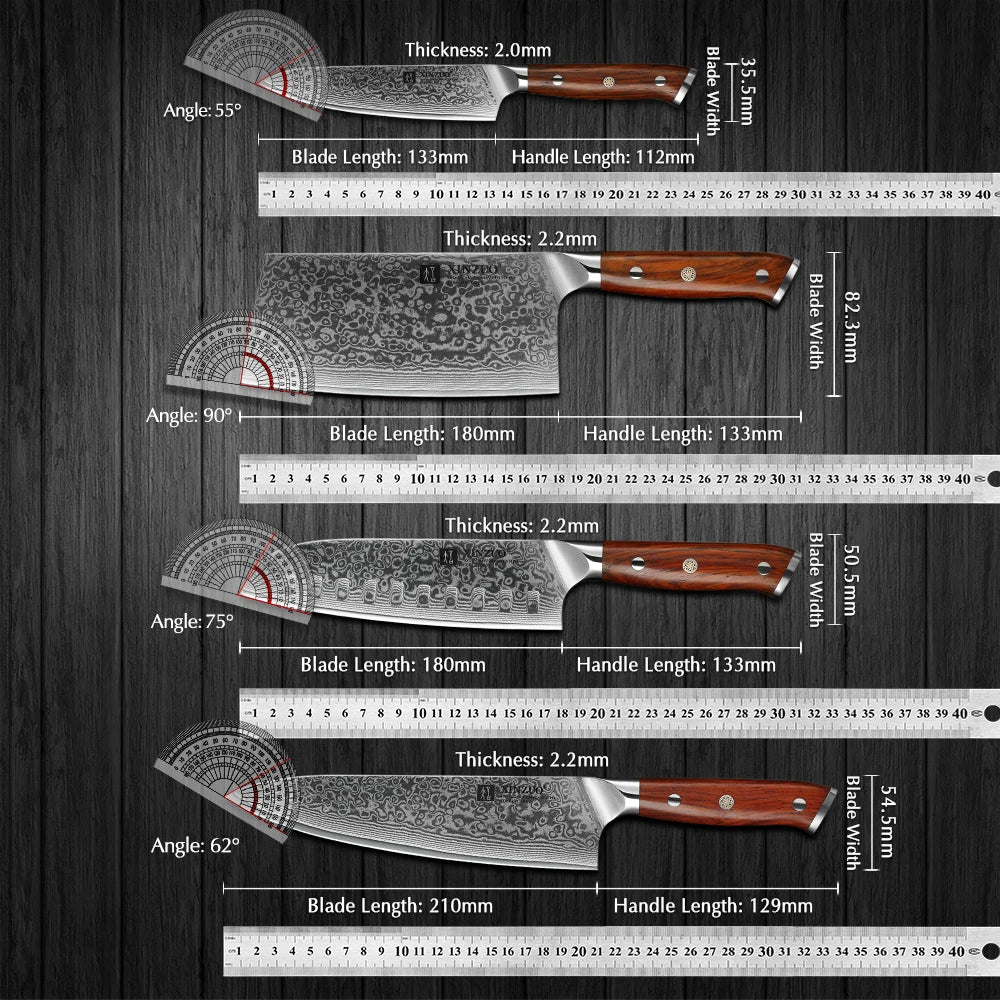 XINZUO 1-10 PCS Kitchen Knife 67 Layers Damascus Steel Chef Slicing Utility Paring Knife Steel Rosewood Handle Razor Sharp