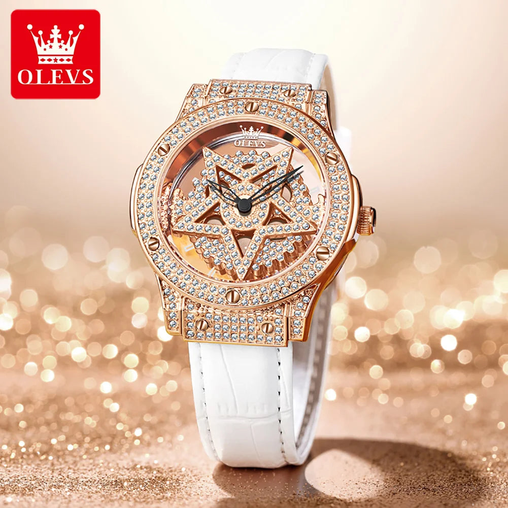 New OLEVS Luxury Women Silver Rhinestones Watch Fashion Ladies Quartz Wristwatch Elegant Female Watches Gift Reloj Mujer