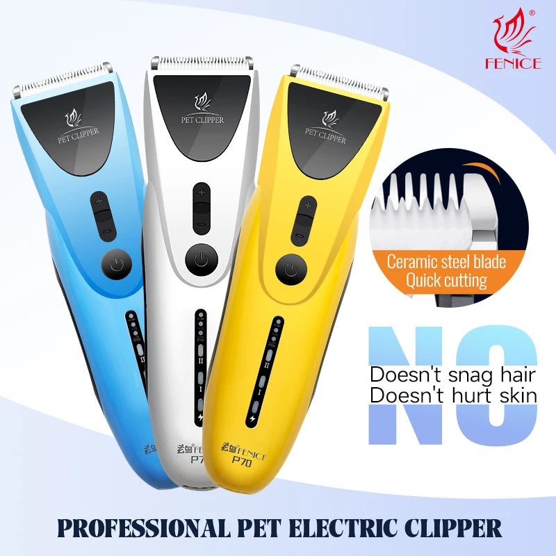 Fenice Dog Hair Clipper Electric Low Noise Machine Pet Grooming Rechargeable Trimmer Shaver Set