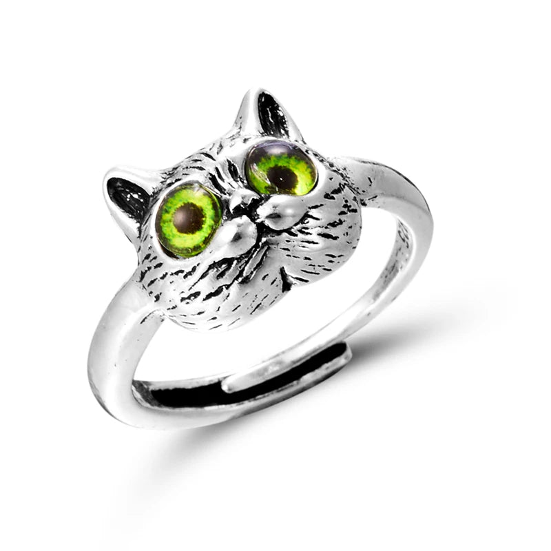 New Cute Silver Color Kitty Cat Animal Rings.