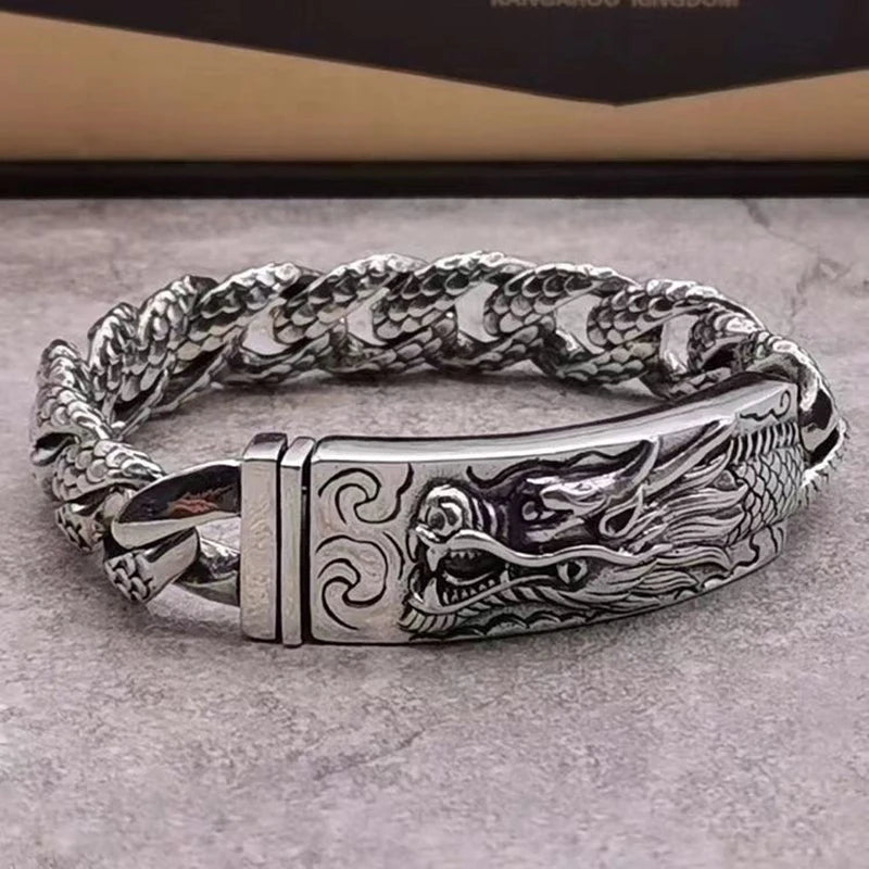 Original Retro Silver Bracelet Male Jewelry Dragon.