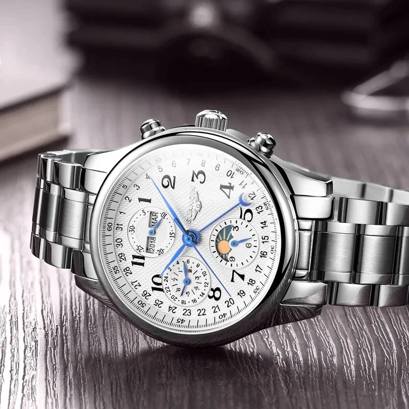 GUANQIN Mechanical Luxury Moon Phase Men's watches.