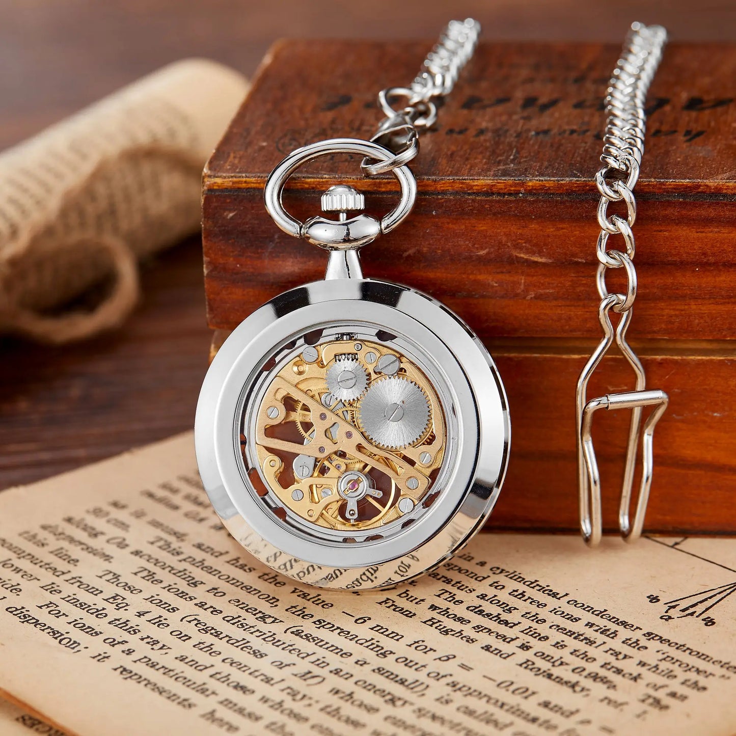 Retro Steampunk Skeleton Mechanical Pocket Watch