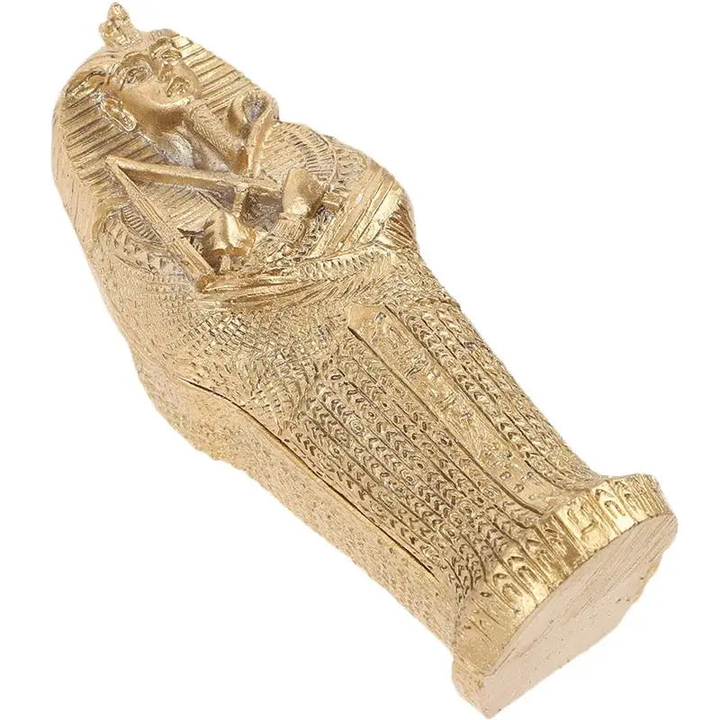 Golden Sarcophagus With Mummy Figurine Set.