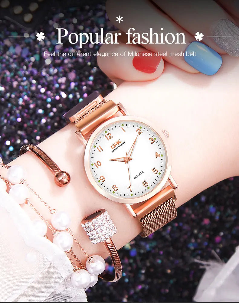 OPK Elegant Woman Watch Waterproof Fashion Quartz Ladies Wristwatches Luminous Luxury Classics Women&