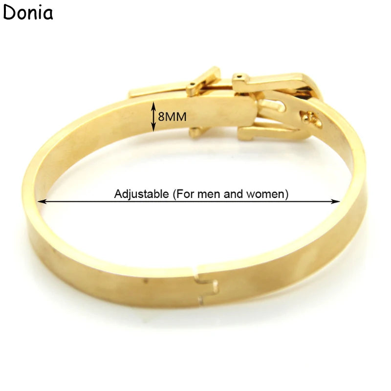 Donia Jewelry European and American Fashion Four-color Belt Buckle Adjustable Titanium Steel Bracelet Lover Bracelet