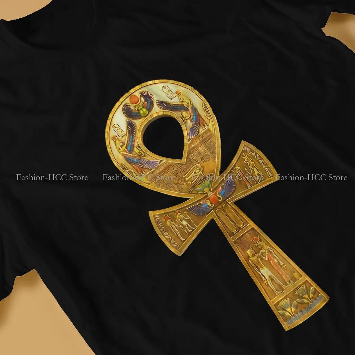 **Ancient Egypt Egyptian T-Shirt with Ankh Print.