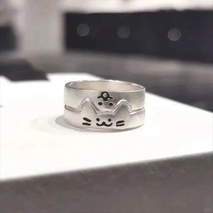 Fashion Adjustable Cat Dog Couple Rings.