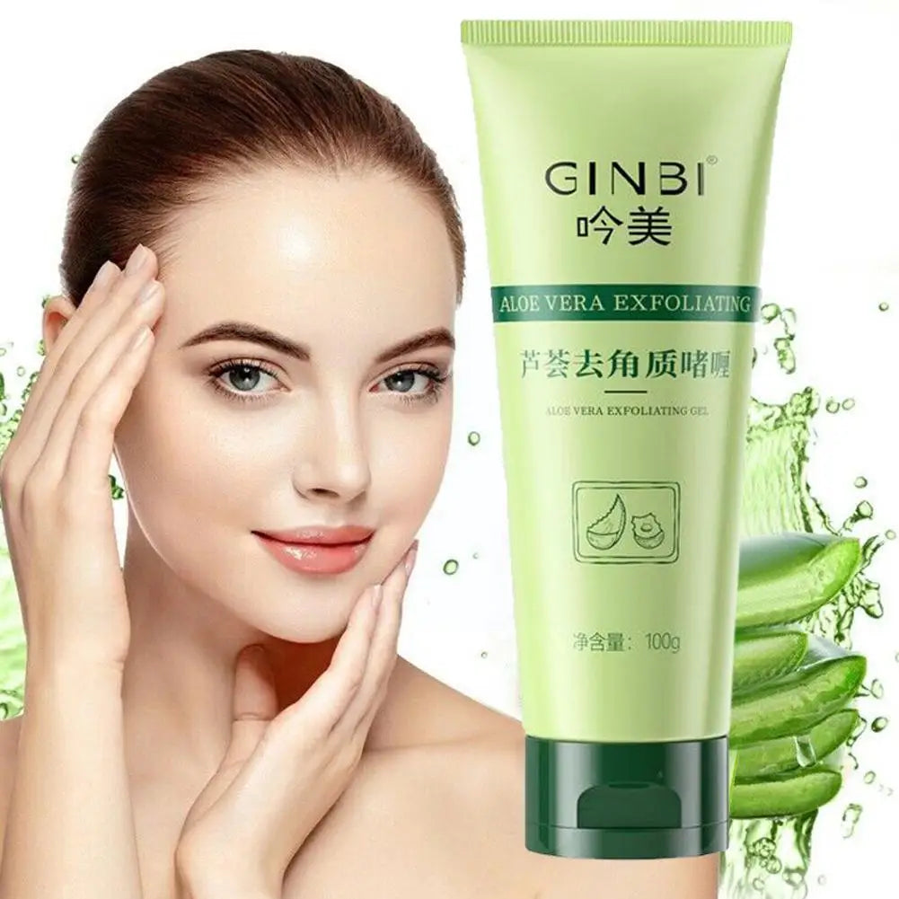 Aloe vera exfoliating gel, Face scrub, Peeling gel, Moisturizing scrub, Oil control, Skin care product, Beauty care, Refreshing scrub, Gentle exfoliation, Facial treatment, Body scrub, Smooth skin, Radiant complexion, Skincare routine, Natural ingredients,