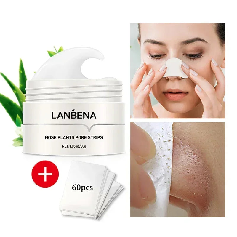 LANBENA Blackhead Remover Cream Paper Plant Pore Strips Nose Acne Cleansing Black Dots Peel Off Mud Mask Treatments Skin Care