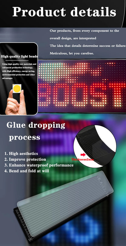 RGB LED Car Sign Animation LED Matrix Pixel Panel DIY Programmable Bluetooth App Control LED Panel Flexible Display Light