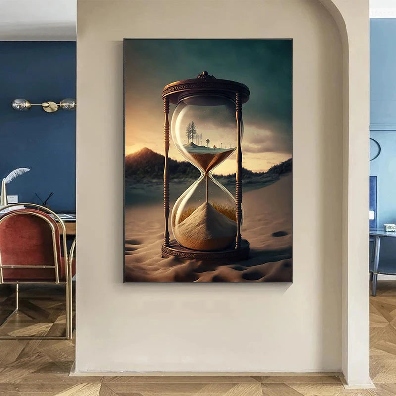 Hourglass Desert Sunset Poster Abstract Art Modern Picture Print Poster Wall Art Canvas Painting Home Living Room Decoration