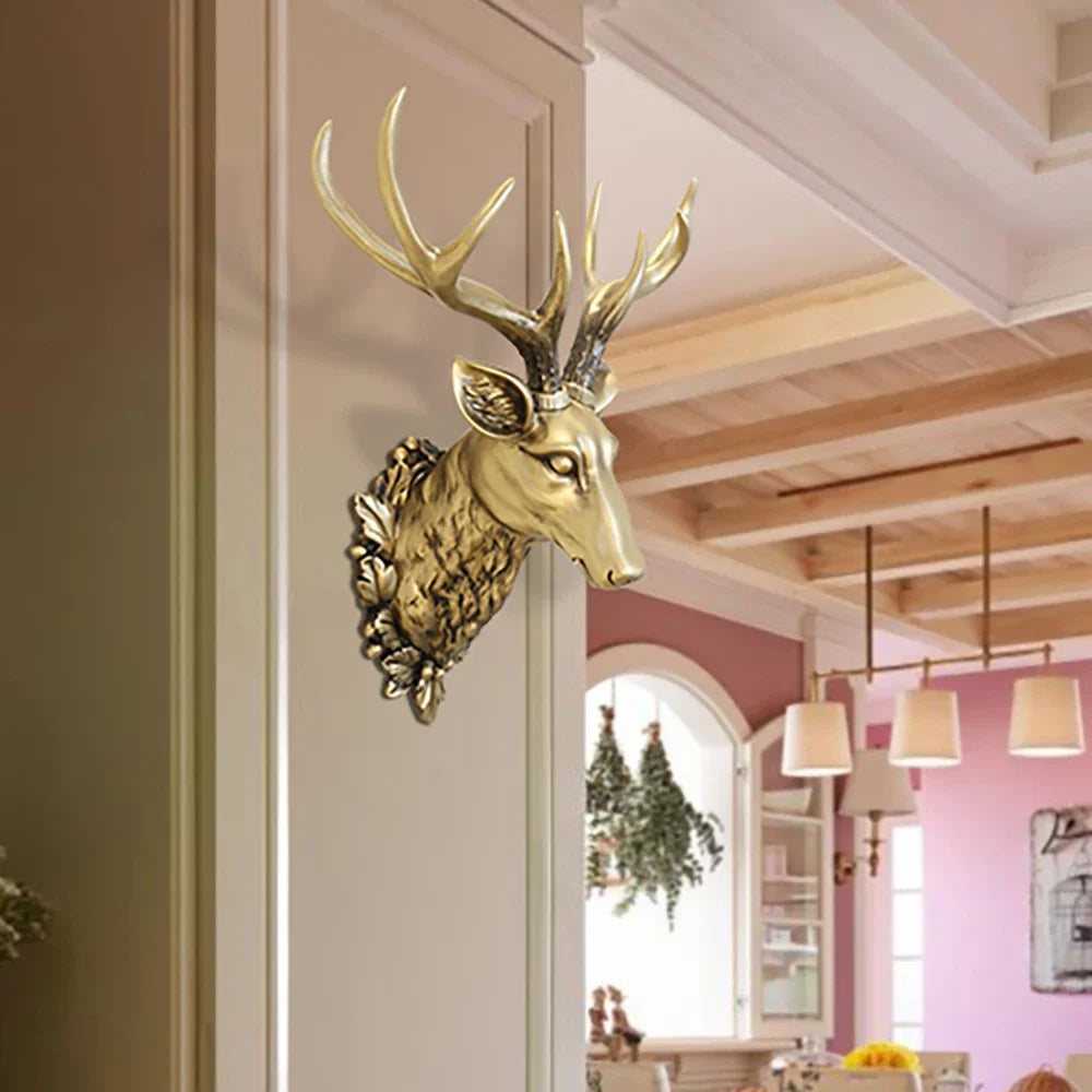 Large size, Deer head, Wall mounted, Decoration, Faux taxidermy, Home decor, Modern design, Animal sculpture, Wildlife art, Rustic charm, Interior accent, Polyresin material, Contemporary style, Statement piece, Wall art,