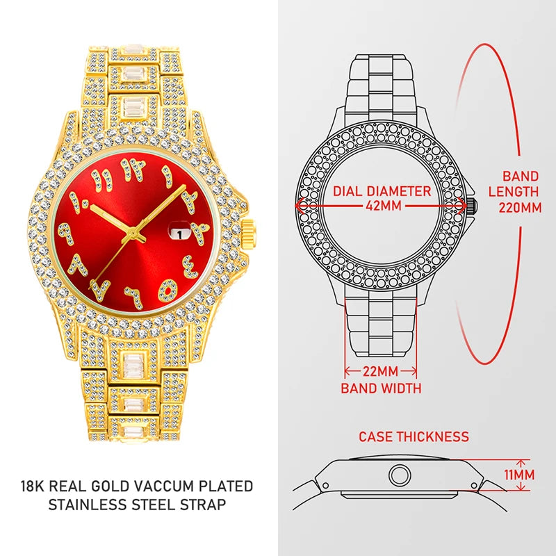 Gold Watch For Women Red Face.