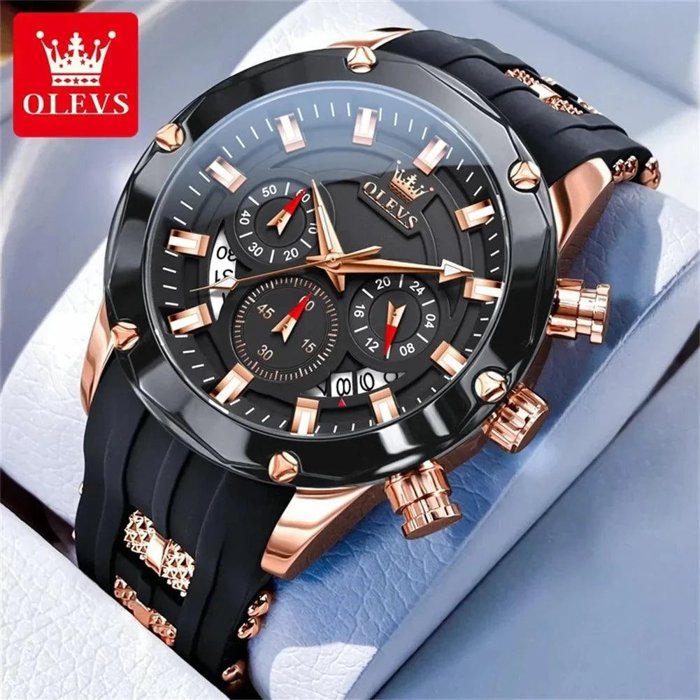 OLEVS 9991 Fashion Sport Quartz Watch For Men 45mm Big Dial Chronograph Date Hand Clock Waterproof Original Man Watches 2024