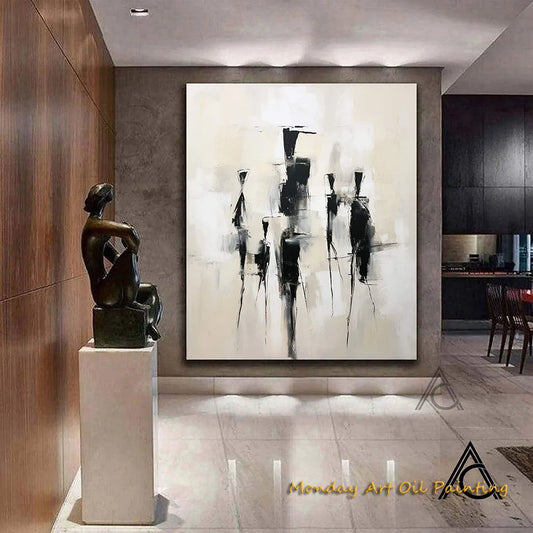 Hand Painted Original Wall Art Oil Painting Figure Painting Contemporary Minimalist Portrait Beige Custom Gift Frameless