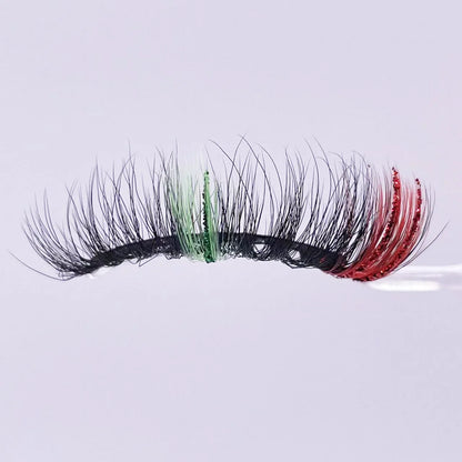 New glitter ombre Colored Lashes 20MM Mink Lashes Wholesale Dramatic Colorful Natural Eyelashes Extension Make up Fake Eyelashes