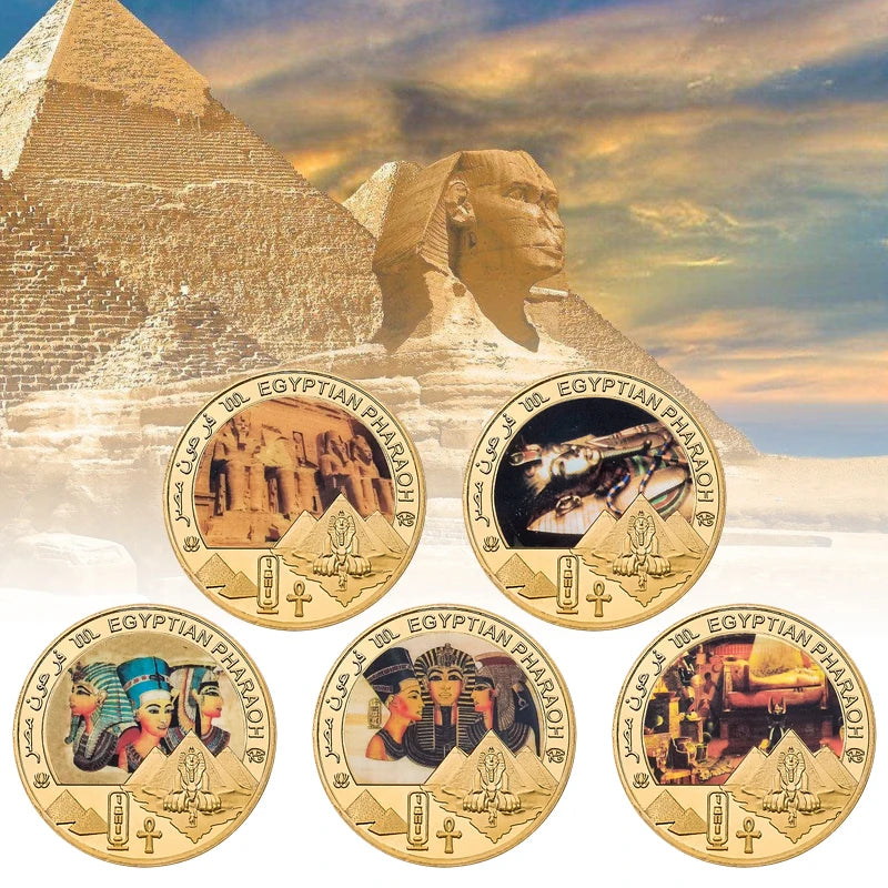 Egyptian Pharaoh Gold Plated Commemorative Coin