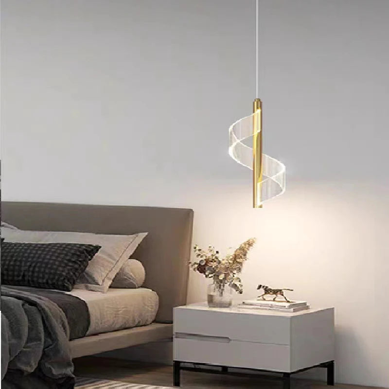 Bedroom Pendant light Acrylic Spiral modern.