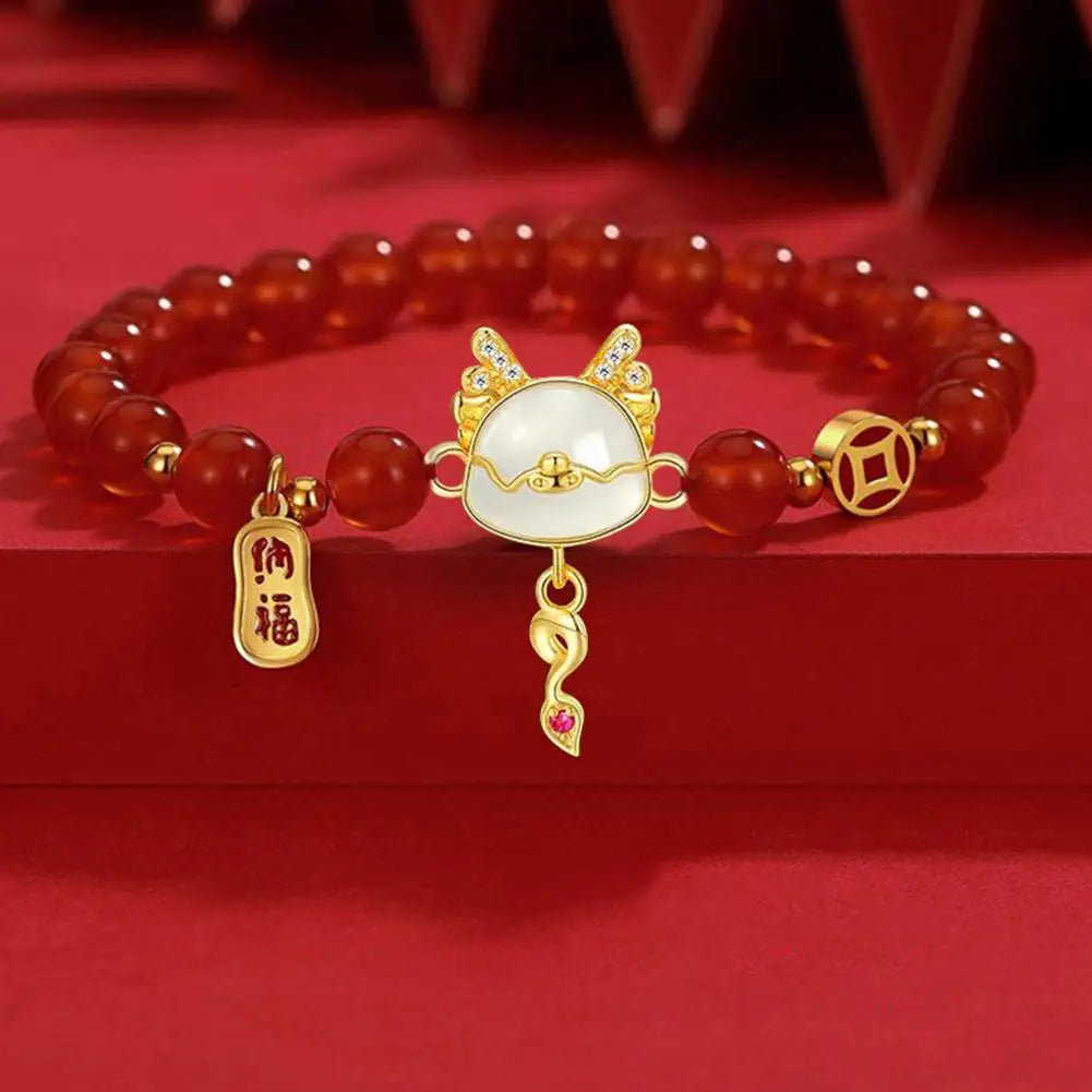 Chinese Year of Dragon Bracelet Lucky Red Bead