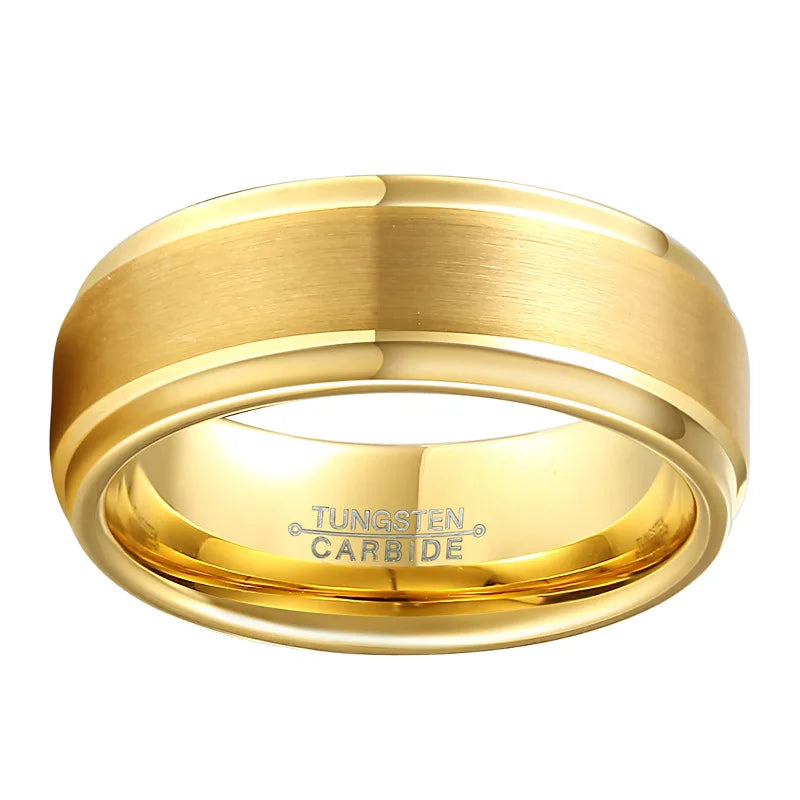 Golden Tungsten Carbide Steel Ring Couple.