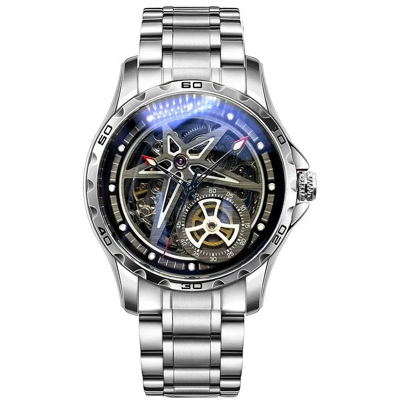 For Mens Watch Pentagram Skeleton Automatic Hollow Mechanical Wristwatches Male Sport Luminous 2023 Relogio Masculino