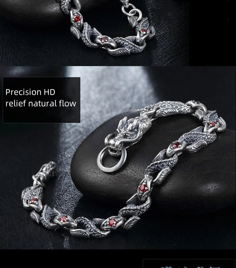 High-grade silver dragon bracelet for men and women.