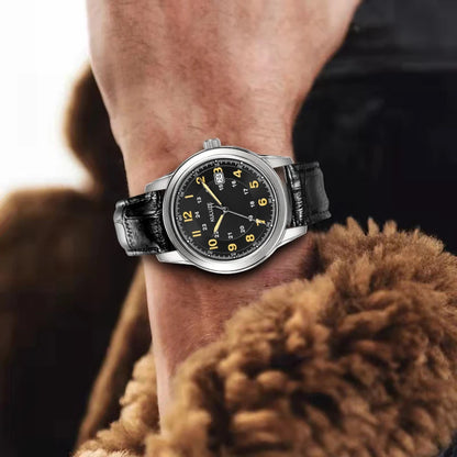 Titanium watch Genuine Leather Waterproof Wristwatch.